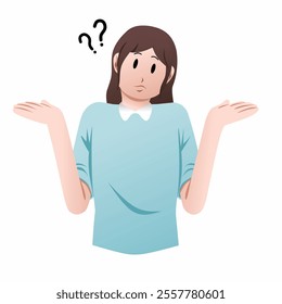 Illustration of a half-body woman with a confused expression