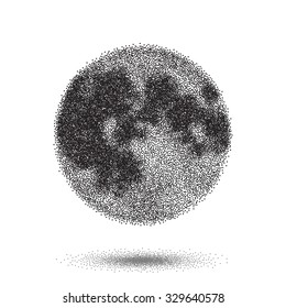 Illustration of Halftone Moon Vector Icon. Tattoo Style Dotwork Moon EPS10 Icon