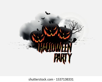Illustration of Halloween background , horror typography font.