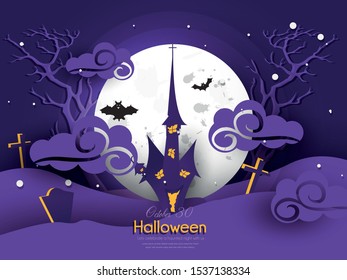 Illustration of Halloween background , horror typography font.