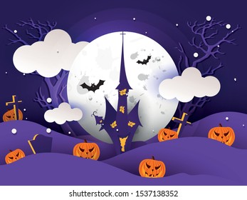 Illustration of Halloween background , horror typography font.