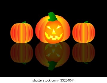 illustration of a halloween background with pumpkins