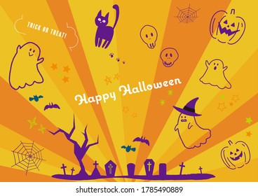 It is an illustration of Halloween and a background that spreads radially. Vector image.