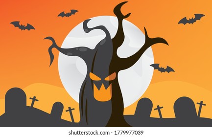 Illustration Halloween Background Vector Cartoon Flat Stock Vector ...