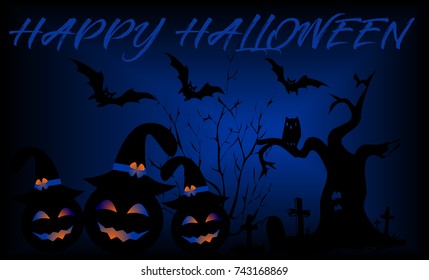 Illustration of a Halloween Background. Vector wallpaper.