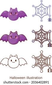 Illustration of Halloween bats and spider webs