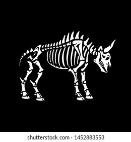 Illustration for Halloween. Bull's skeleton. Isolated on black background. Great for greeting cards, invitations, for printing on T-shirts and more.