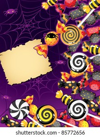 illustration of a Halloween candy card