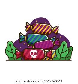 illustration of halloween candy, halloween party design element. isolated halloween design