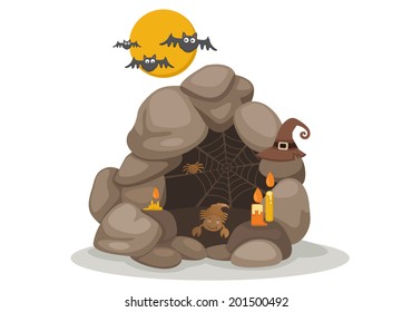 illustration of halloween cave vector