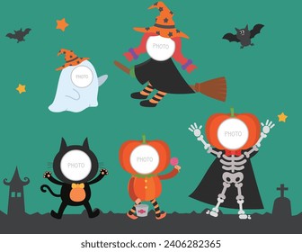 an illustration with Halloween characters