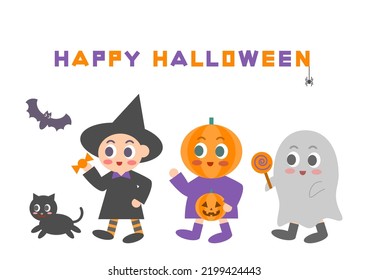 Illustration Halloween Children Dressed Halloween Vector Stock Vector ...