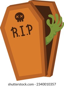 illustration halloween coffin icon vector