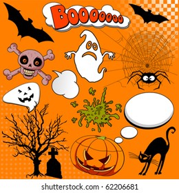 Illustration of Halloween Comic elements for your design