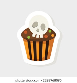 illustration Halloween cupcake sticker icon