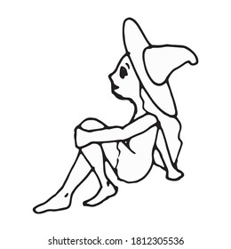 Illustration for Halloween with a cute witch sitting on on pumpkin