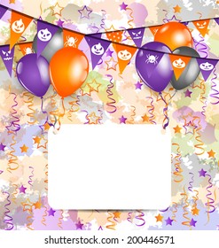 Illustration Halloween decoration with greeting card - vector