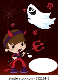 illustration of a Halloween devil boy