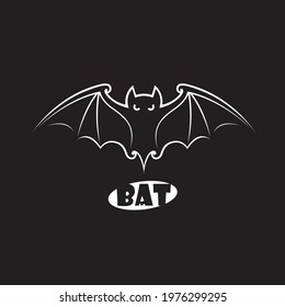 illustration of halloween flying bat isolated on black background