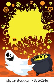 illustration of a Halloween ghost card