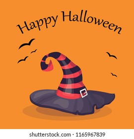 Illustration for Halloween Hat and inscription