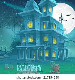 Illustration for Halloween haunted house for a party