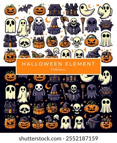 Ilustración de Halloween. Horror y elemento espeluznante. Ajuste para el Anuncio, cartel, símbolo, fondo, ropa, cubierta. Vector Eps 10.