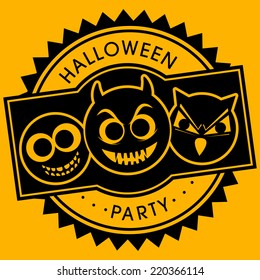 illustration of Halloween with intricate sticker or stamp.