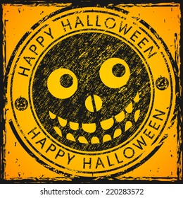 illustration of Halloween with intricate vintage sticker or stamp.