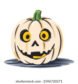 Illustration of a Halloween Jack-o'-Lantern Isolated on White Background. Spooky Pumpkin Lantern Illustration, Halloween Pumpkin Face