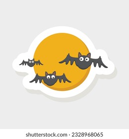 illustration halloween moon sticker icon