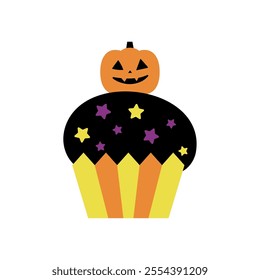 Illustration of Halloween muffin of ghost pumpkin