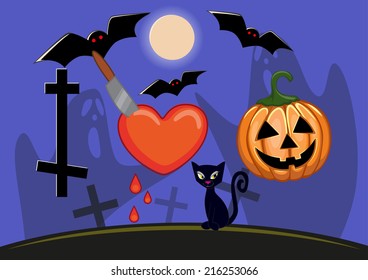 Illustration of Halloween night background