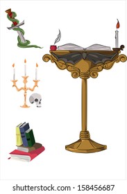 Illustration of Halloween objects.Vector set