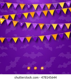 Illustration Halloween Party Background with Bunting - Vector