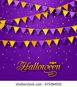 Illustration Halloween Party Background with Hanging Triangular String - Vector