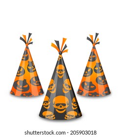 Illustration Halloween party hats isolated on white background - vector