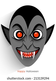 illustration of Halloween party invitation with intricate dracula face.