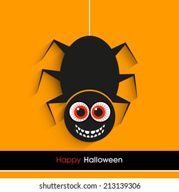 illustration of Halloween party invitation with intricate happy spider.