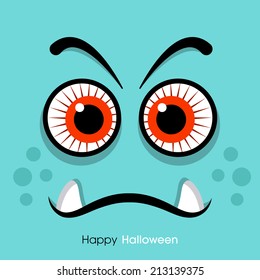 illustration of Halloween party invitation with intricate monster face.