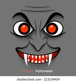 Illustration Of Halloween Party Invitation With Intricate Dracula Face.