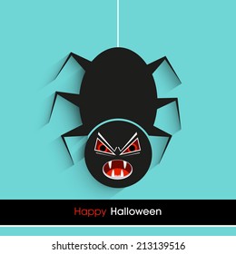 illustration of Halloween party invitation with intricate angry spider.