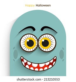 illustration of Halloween party invitation with intricate monster face.