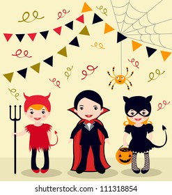Illustration Halloween Party Kids Stock Vector (Royalty Free) 111318854 ...