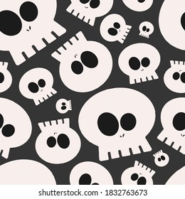 Illustration for halloween party. Pattern with skeletons, skull or death's head. Can be used for wrapping paper, greeting card or other decorations for Halloween. Happy Halloween!