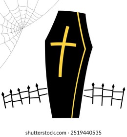 Illustration for Halloween party preparation. Casket