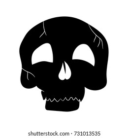 Illustration for Halloween. Picture of a cartoon skull. Vector illustration. Hand drawing