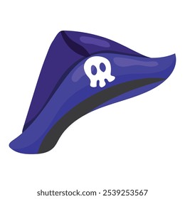 Ilustración de un sombrero pirata de Halloween con detalle de calavera perfecto para la Ilustración vectorial de disfraces