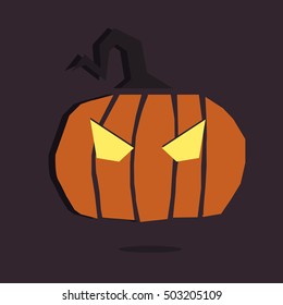 Illustration of halloween pumpkin with burning eyes