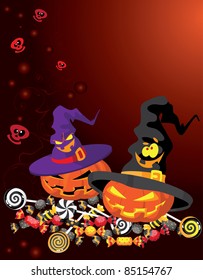 illustration of a Halloween pumpkin card